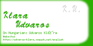 klara udvaros business card